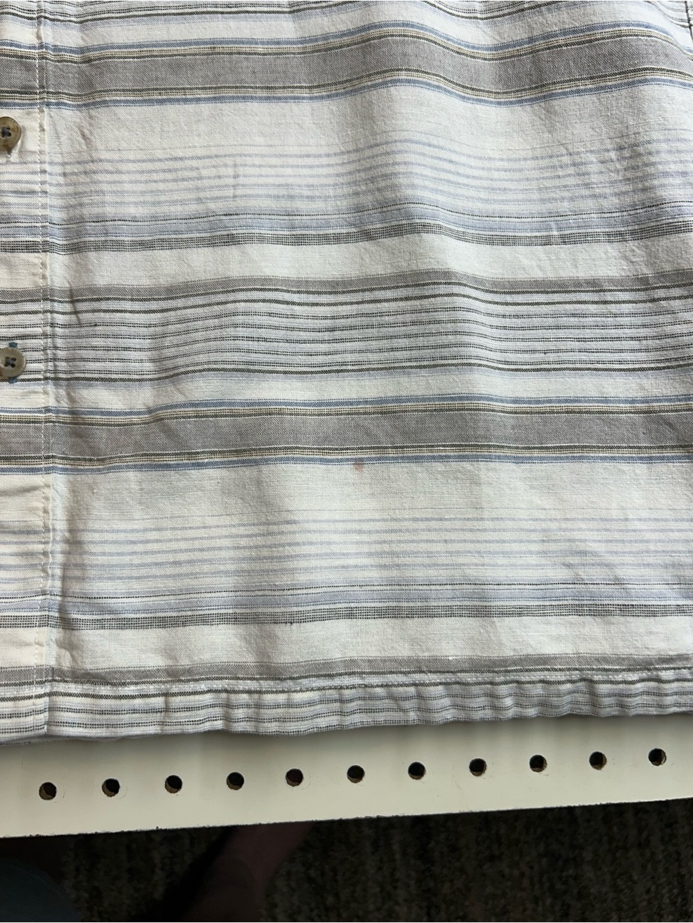 Eddie Bauer Blue & Black Striped SS Button-Down Shirt, XL, Linen/Cotton Blend - Picture 7 of 10